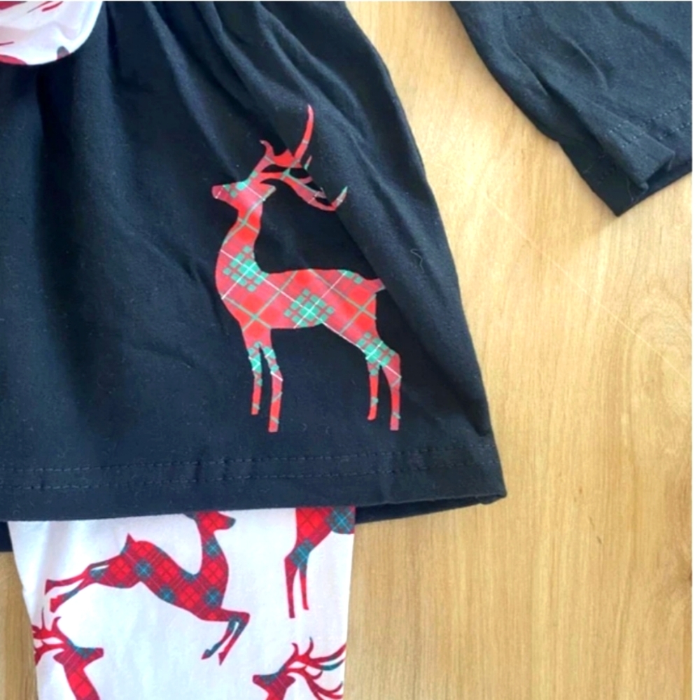 Boutique 3 piece girls black deer leggings set - Picture 3 of 4